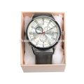 Black leather band watches with big face for men